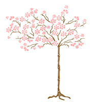 [벽화스텐실도안] 꽃나무세트