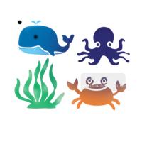 [스텐실도안]AJ-3234 고래 꽃게 문어