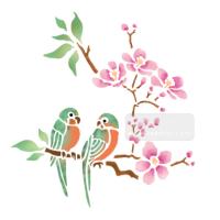 [스텐실도안]AJ-3262앵무새와 꽃