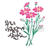 [스텐실도안]bJ-3099우리 아름답게살아요 코스모스수채화느낌그림(캘리그라피)